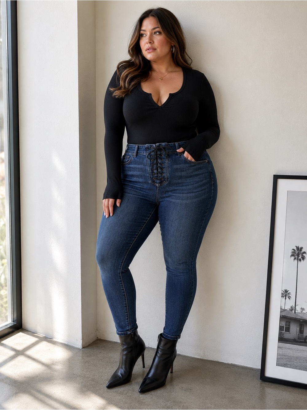 Torrid Bombshell Skinny High Rise Lace Up Front Plus Size Jeans 16R